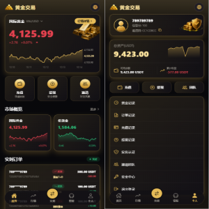 新版海外黄金微交易/黄金秒合约交易/黄金投资/前端VUE